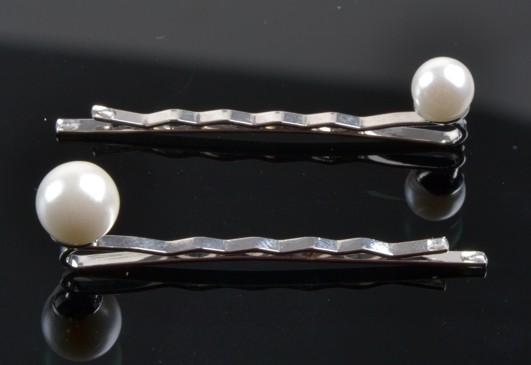 Luggnål Silver Små / Stora Vita Pärlor 4-p